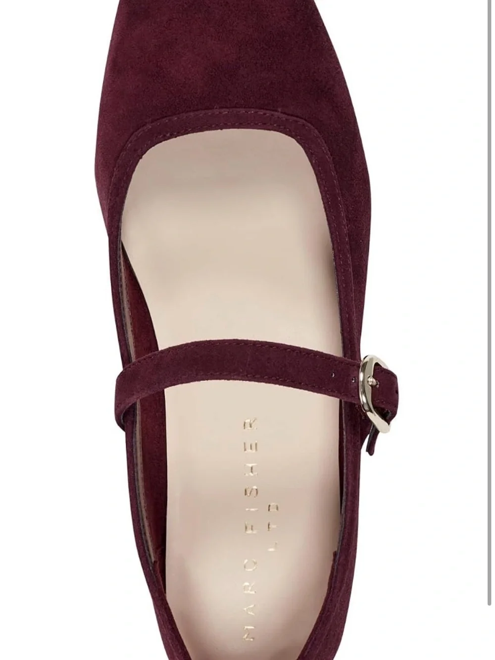 Marc Fisher Burgundy Suede Mary Jane Flats with Buckle